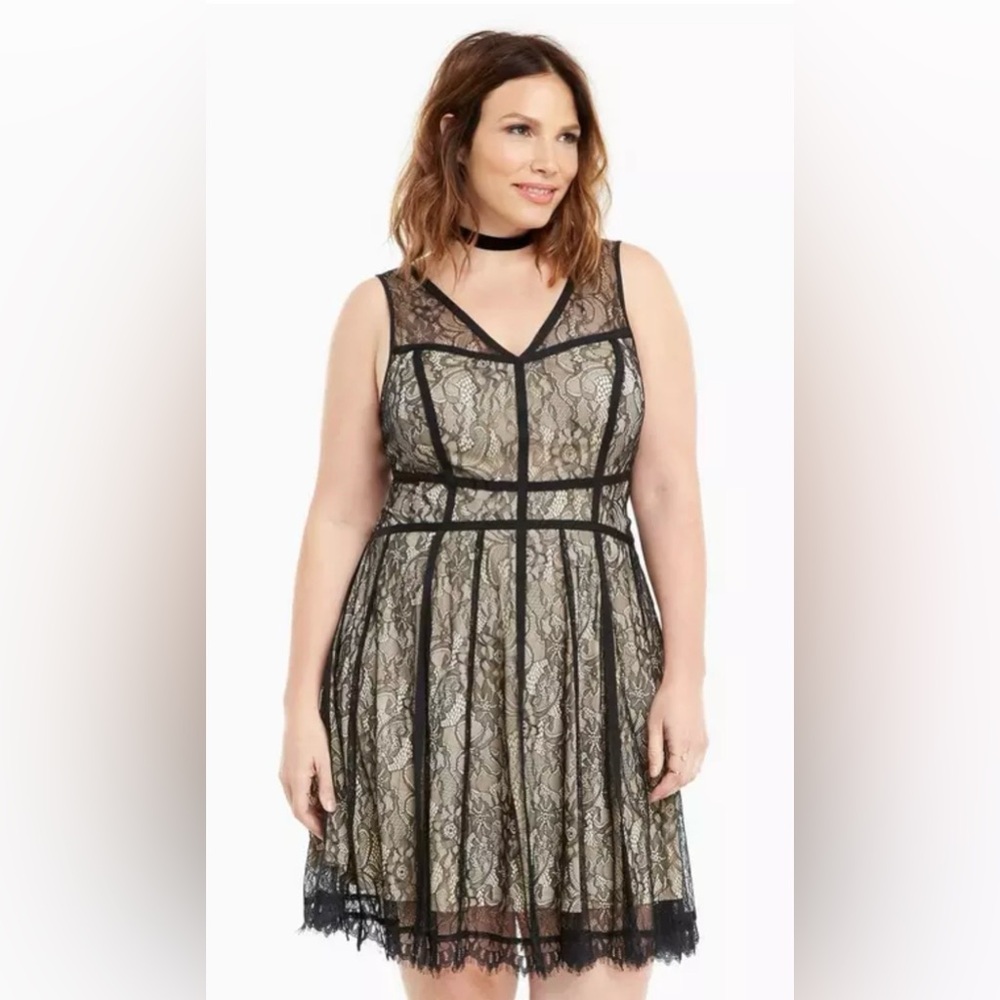Torrid Black Lace Strappy Skater Dress NWT Cocktail Party 14 Whimsigoth Witch